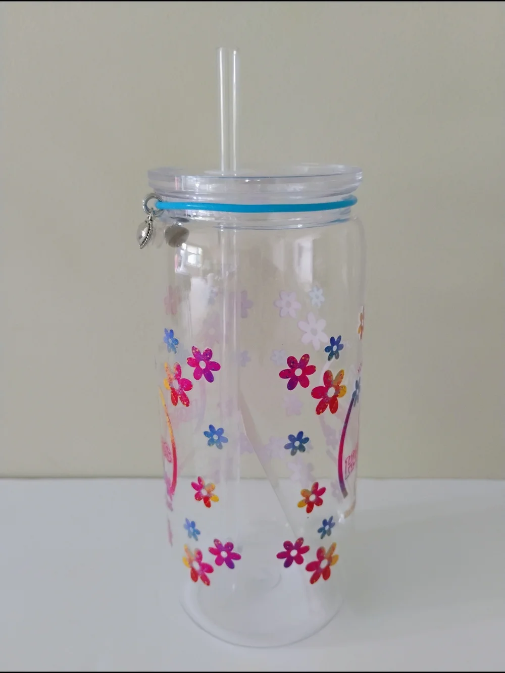 *HANDMADE* HAPPINESS P*NIS ACRYLIC TUMBLER WITH CHARMS 16 oz.